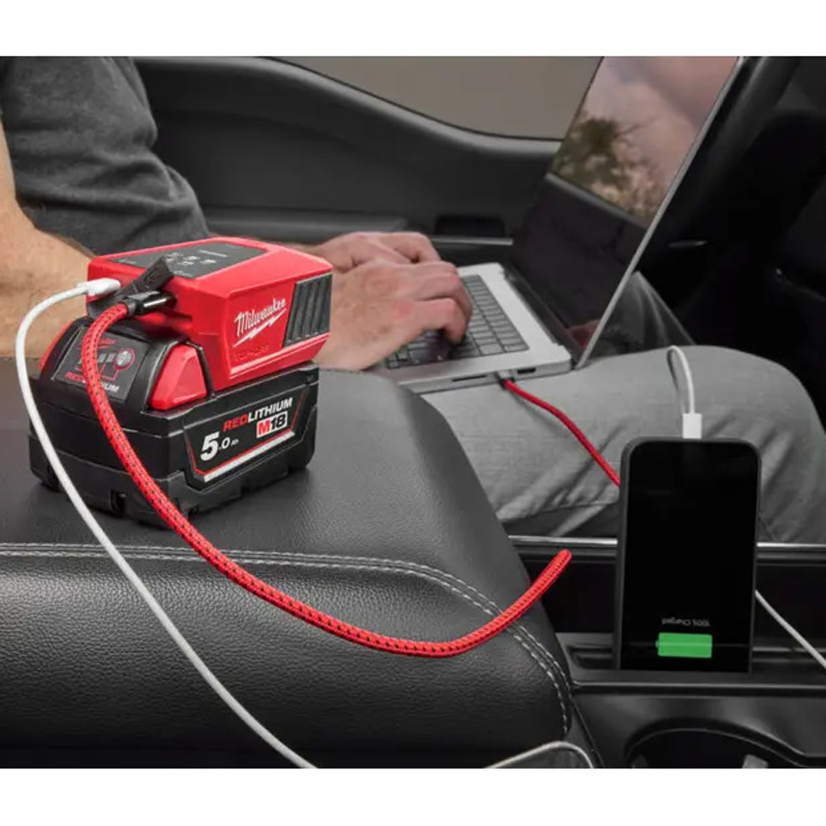 Milwaukee M18TC-0 Travel Charger with 100W USB-C Cable and 65W Wall Plug